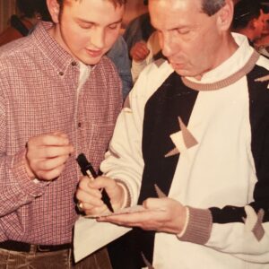 1998 Alex Protzman with KU Coach Roy Williams at SigEp