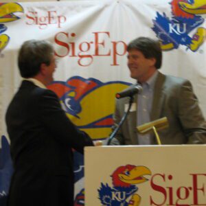 1977 Larry Miller awards Gus Meyer the Outstanding Alumnus of the Year at the 2009 SigEp Business Lunch