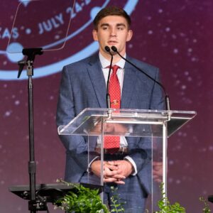 2019 Chapter President Keaton Dornath introduces Tom Benes Citation Award at SigEp Conclave