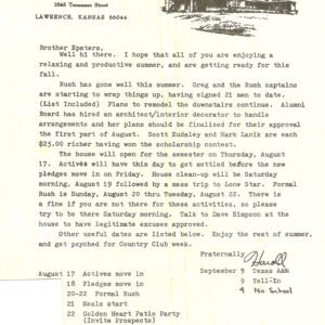 Letter sent to House Members 1979